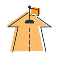 Upward arrow with flag illustration